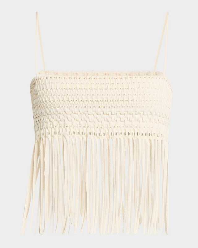 Mariz Woven Fringe Seersucker Top